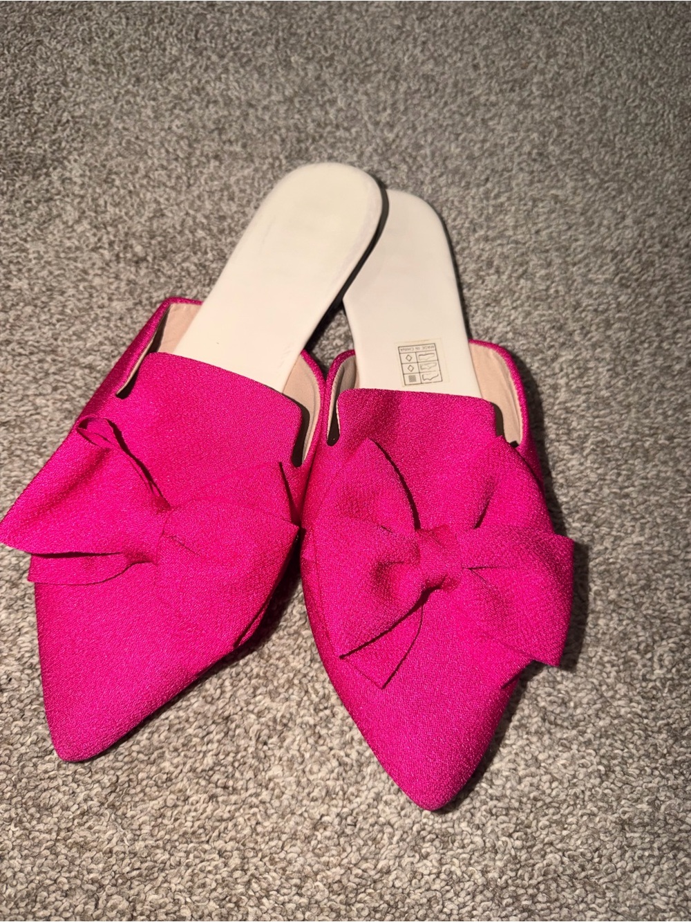 Women’s Pink Bow Pointed-Toe Slip-On Mules